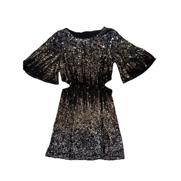 New French Connection Estari Black Ombre Sequin Mini Party Dress 0 XS $248 - Picture 3 of 14